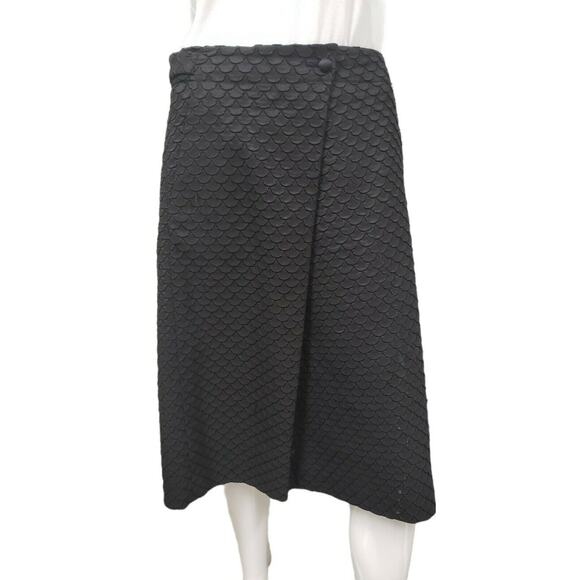 GIORGIO ARMANI Womens Black Knee Length Straight Skirt Scalloped Size 42 US 6 - Picture 3 of 7